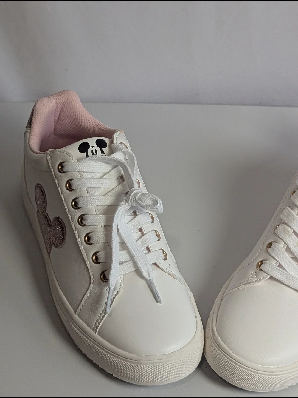 Disney Mickey Mouse Rose Gold Glitter Sneakers Women’s Size 9 | New Without Box